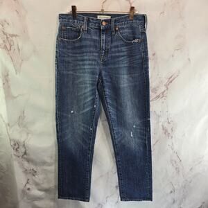 Madewell Jeans Womens 26 X 27 High Rise Denim Straight Leg Crop Rigid Distressed